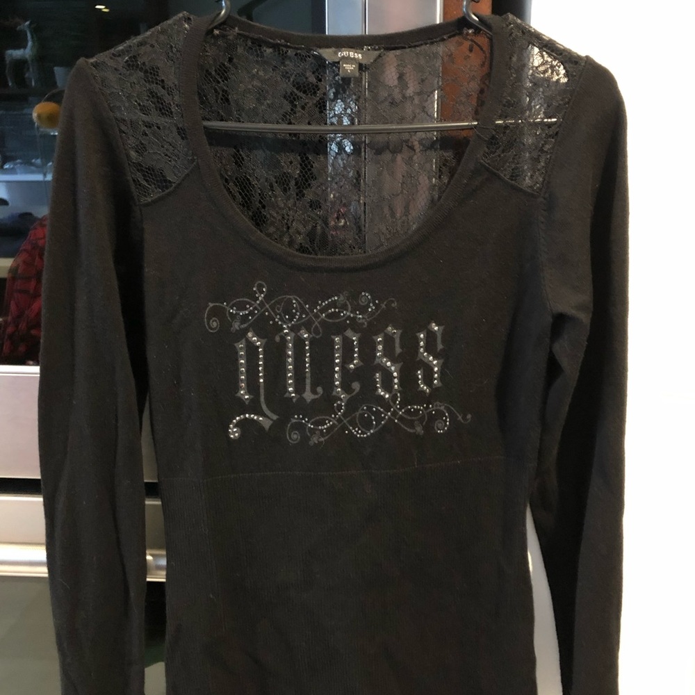 Guess black lacy sweater size large